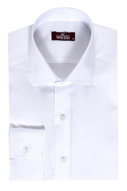 KOALA SYDNEY  Cotton Satin Plain Slim Fit White Men Shirt -