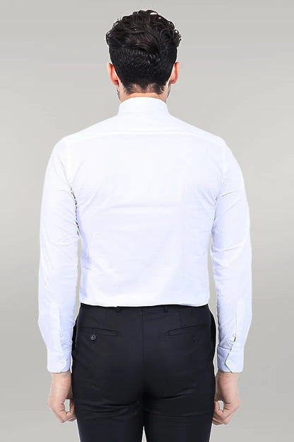 KOALA SYDNEY  Cotton Satin Plain Slim Fit White Men Shirt -