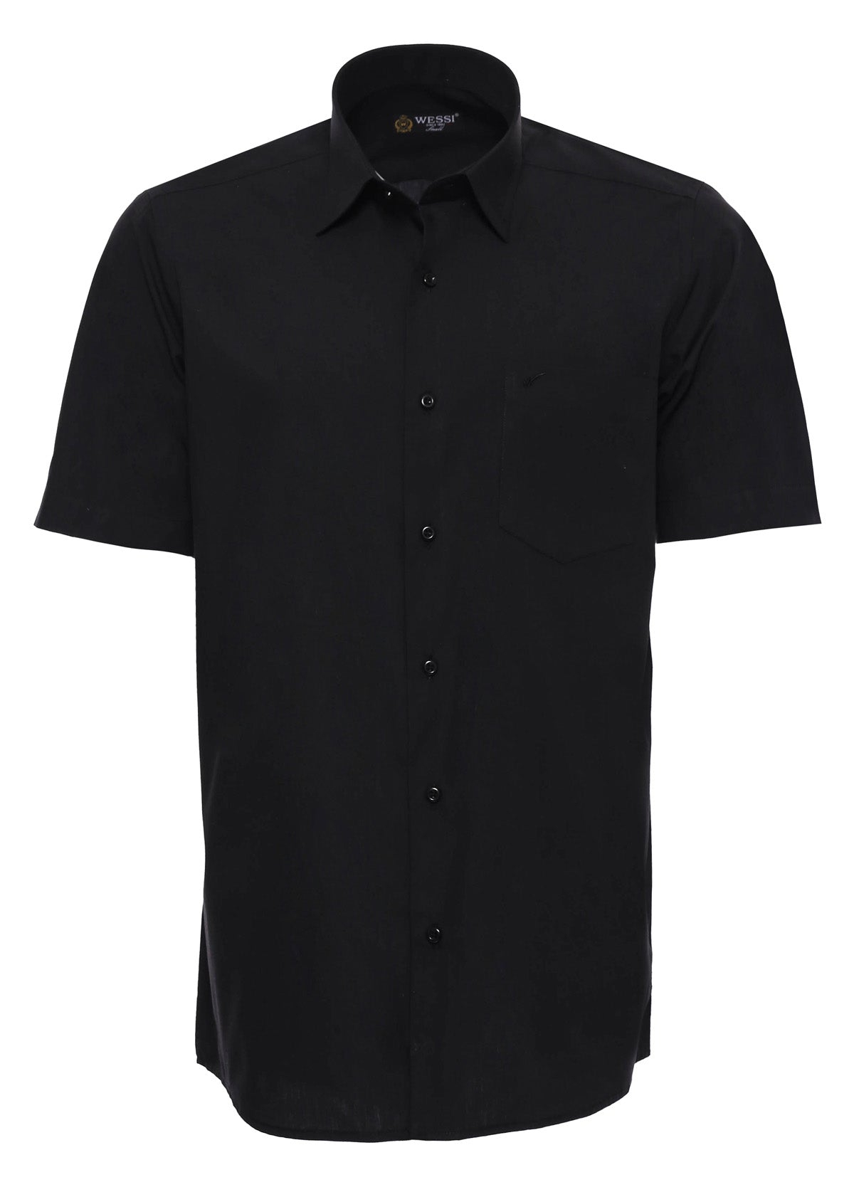 Plain Short Sleeves Black Men Shirt