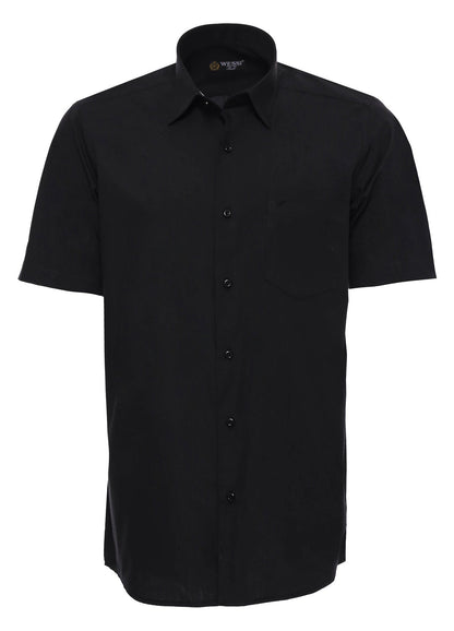 Plain Short Sleeves Black Men Shirt