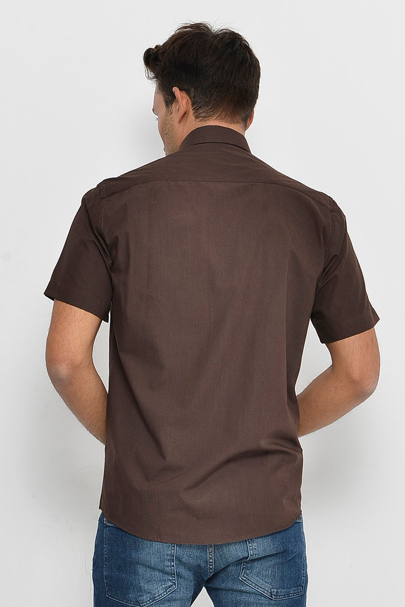 KOALA SYDNEY  Plain Short Sleeves Brown Men Shirt -