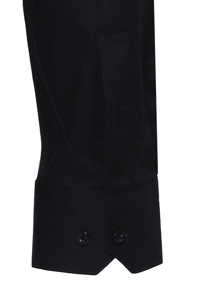 Plain Long Sleeves Regular Fit Black Men Shirt -