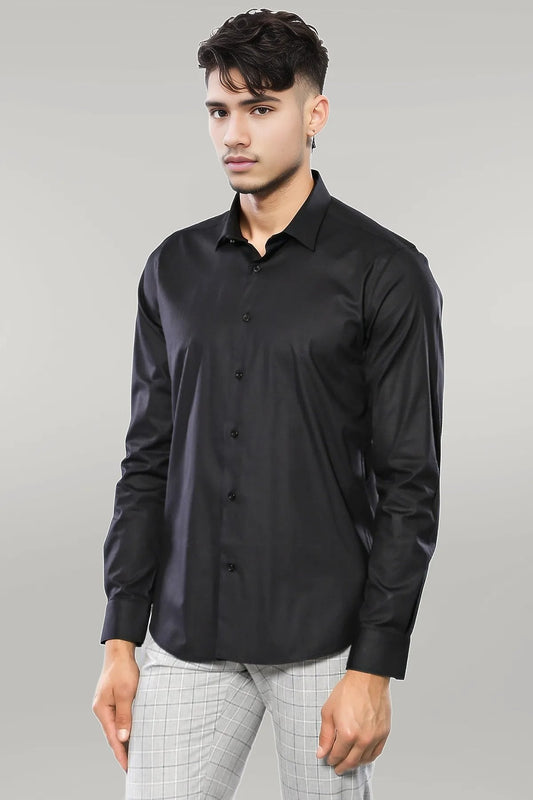 KOALA SYDNEY  Plain Slim Fit Black Men Shirt -