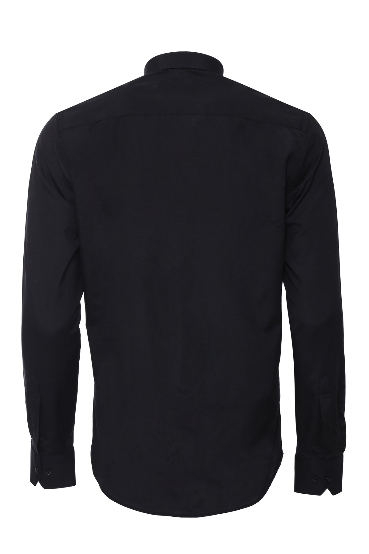 Plain Long Sleeves Regular Fit Black Men Shirt -