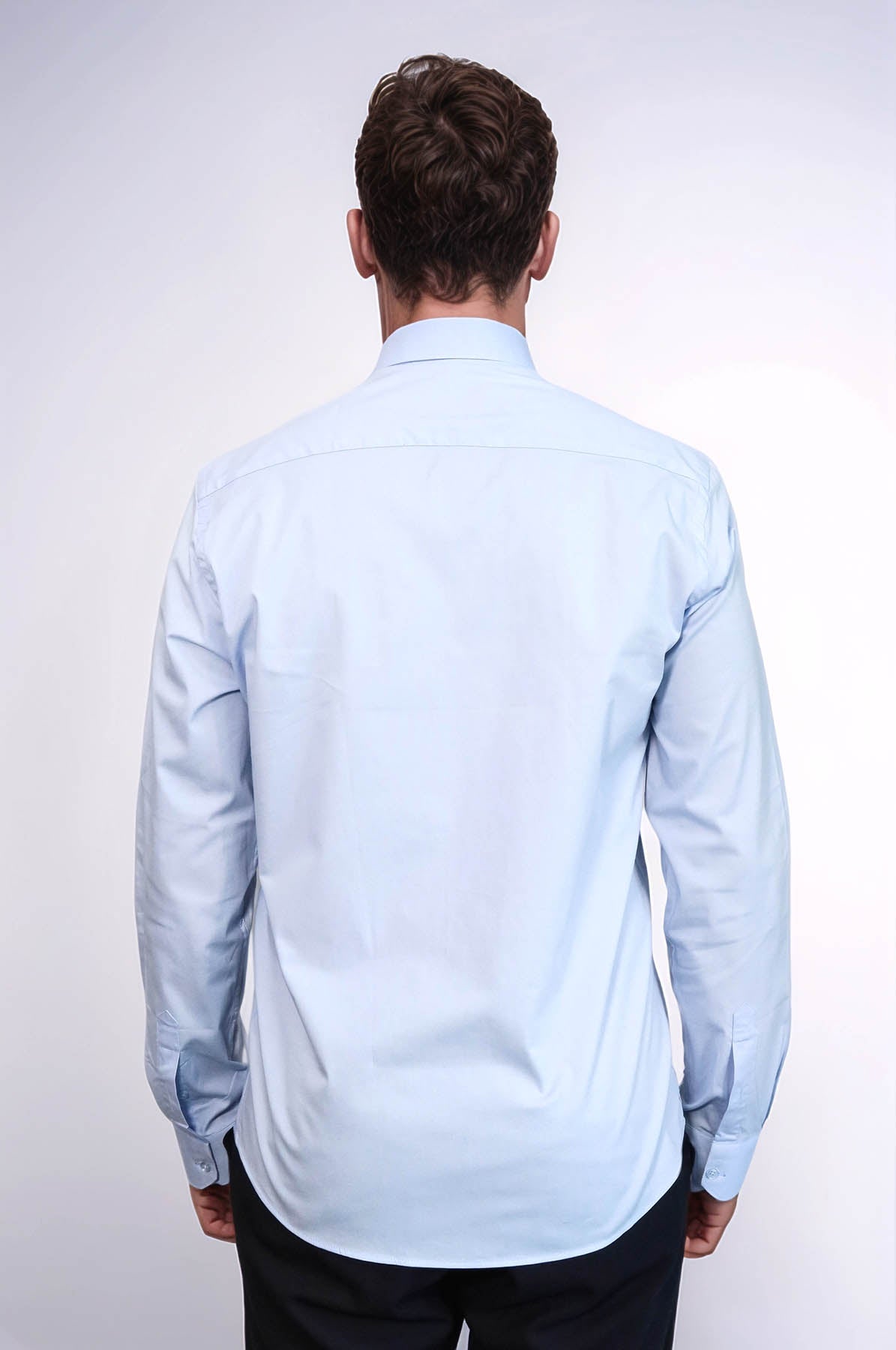 Sky Blue Slim-Fit Long Sleeve Shirt