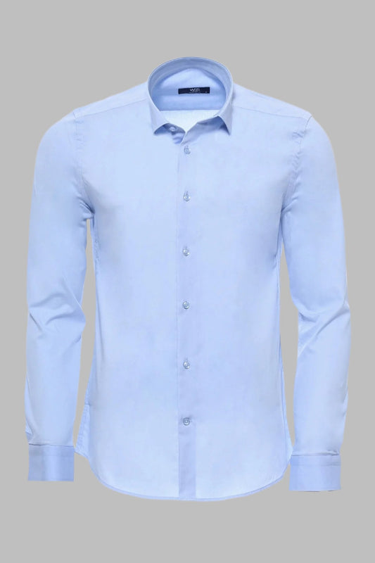 Sky Blue Slim-Fit Long Sleeve Shirt -