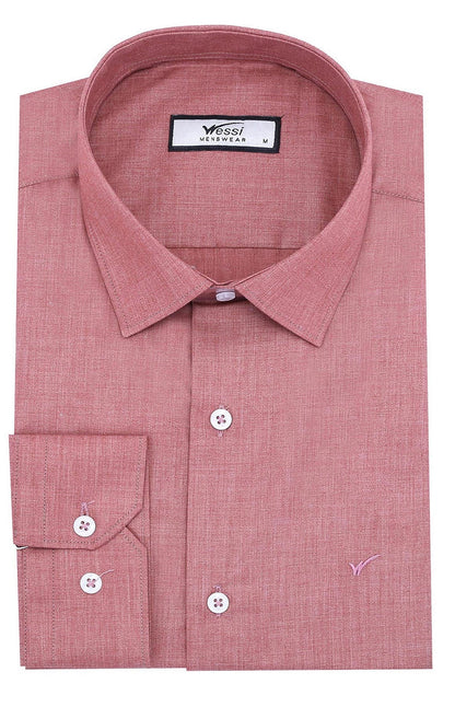 Plain Slim Fit Long Sleeves Salmon Color Men Shirt -
