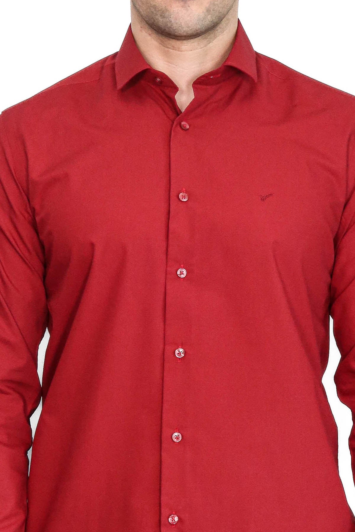 Plain Slim Fit Claret Red Men Shirt