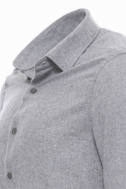 KOALA SYDNEY  Slim Fit Plain Light Grey Men Lumberjack Shirt -