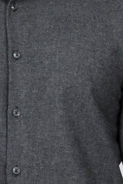 Slim Fit Plain Dark Grey Men Lumberjack Shirt