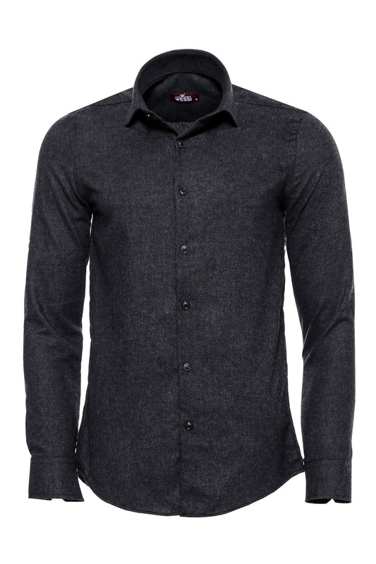 KOALA SYDNEY  Slim Fit Plain Dark Grey Men Lumberjack Shirt -