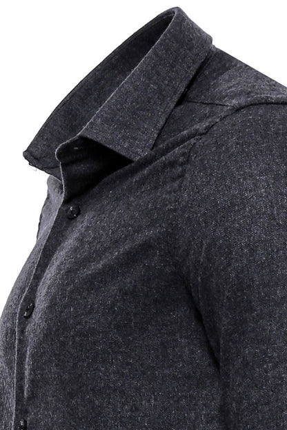 KOALA SYDNEY  Slim Fit Plain Dark Grey Men Lumberjack Shirt -