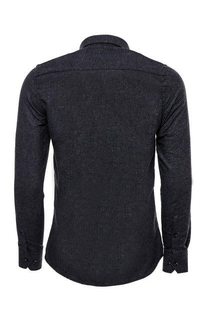 KOALA SYDNEY  Slim Fit Plain Dark Grey Men Lumberjack Shirt -