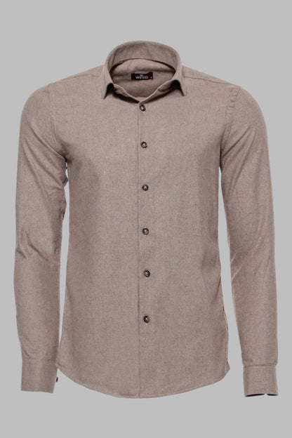 KOALA SYDNEY  Slim Fit Cotton Plain Beige Men Lumberjack Shirt -