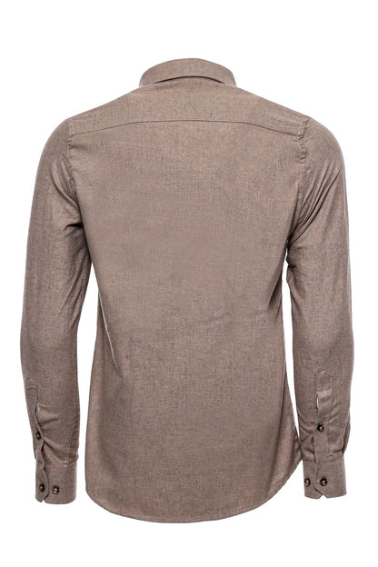 KOALA SYDNEY  Slim Fit Cotton Plain Beige Men Lumberjack Shirt -