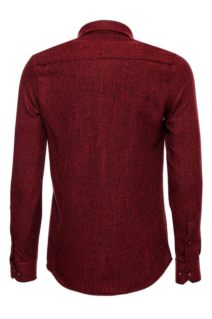 KOALA SYDNEY  Slim Fit Cotton Plain Burgundy Men Lumberjack Shirt -
