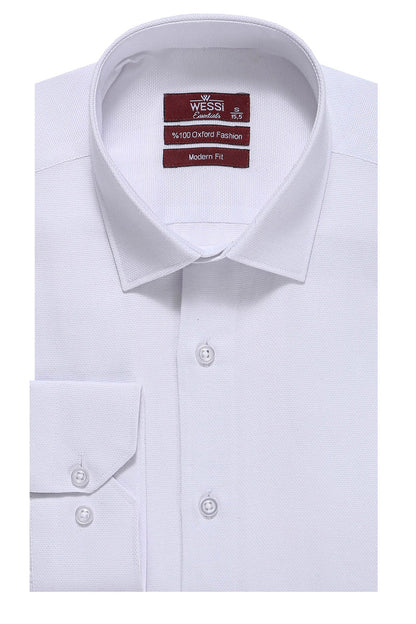 KOALA SYDNEY  Oxford Patterned Long Sleeves Slim Fit White Men Shirt -