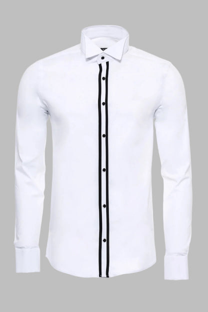 Button Detailed White Formal Shirt -
