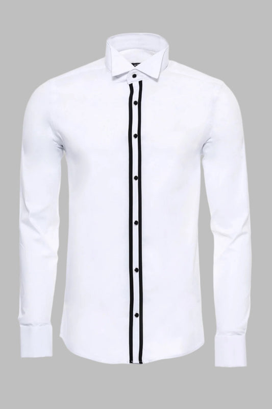 Button Detailed White Formal Shirt -