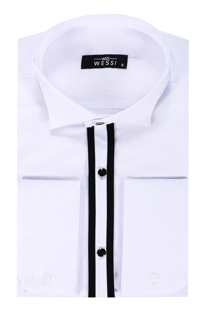 White Stand Collar Formal Shirt
