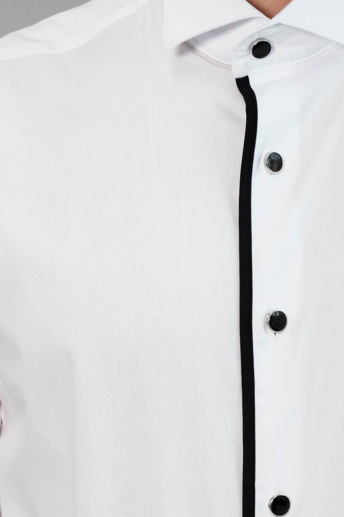 KOALA SYDNEY  Black Stripe Detailed White Men Tuxedo Shirt
