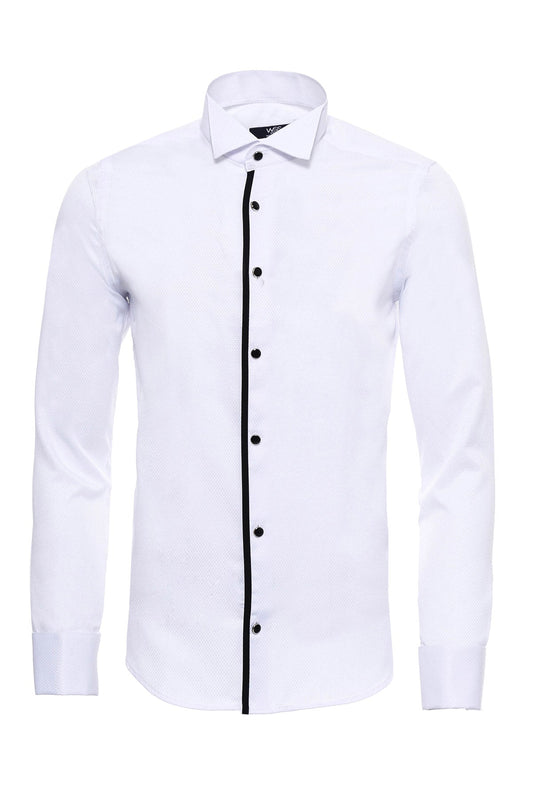 KOALA SYDNEY  Black Stripe Detailed White Men Tuxedo Shirt -