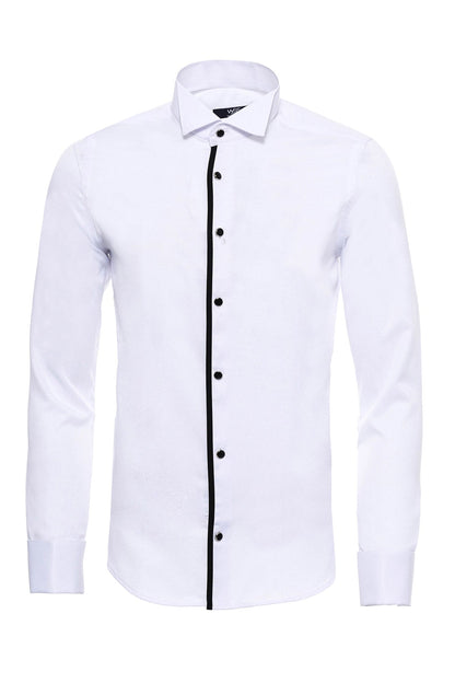 KOALA SYDNEY  Black Stripe Detailed White Men Tuxedo Shirt -