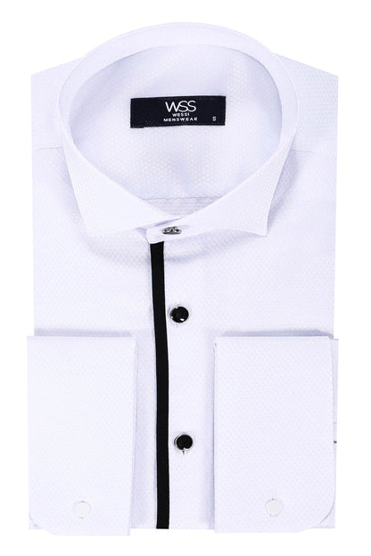 KOALA SYDNEY  Black Stripe Detailed White Men Tuxedo Shirt -