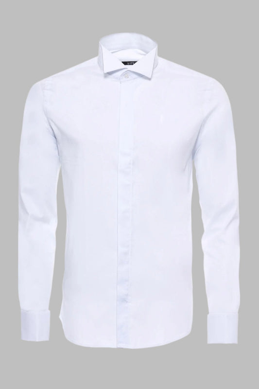 KOALA SYDNEY  White Plain Stand Collar Formal Tuxedo Shirt -