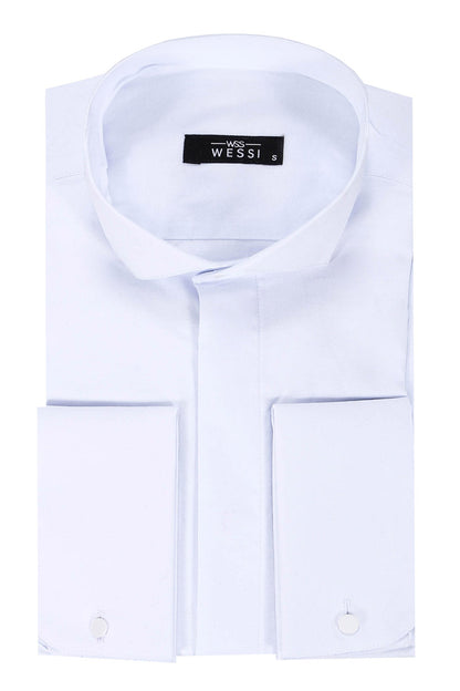 KOALA SYDNEY  White Plain Stand Collar Formal Tuxedo Shirt -