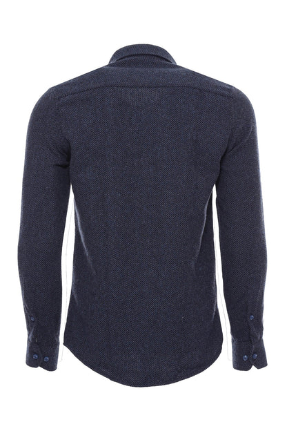Thick Patterned Navy Blue Men Lumberjack Shirt -