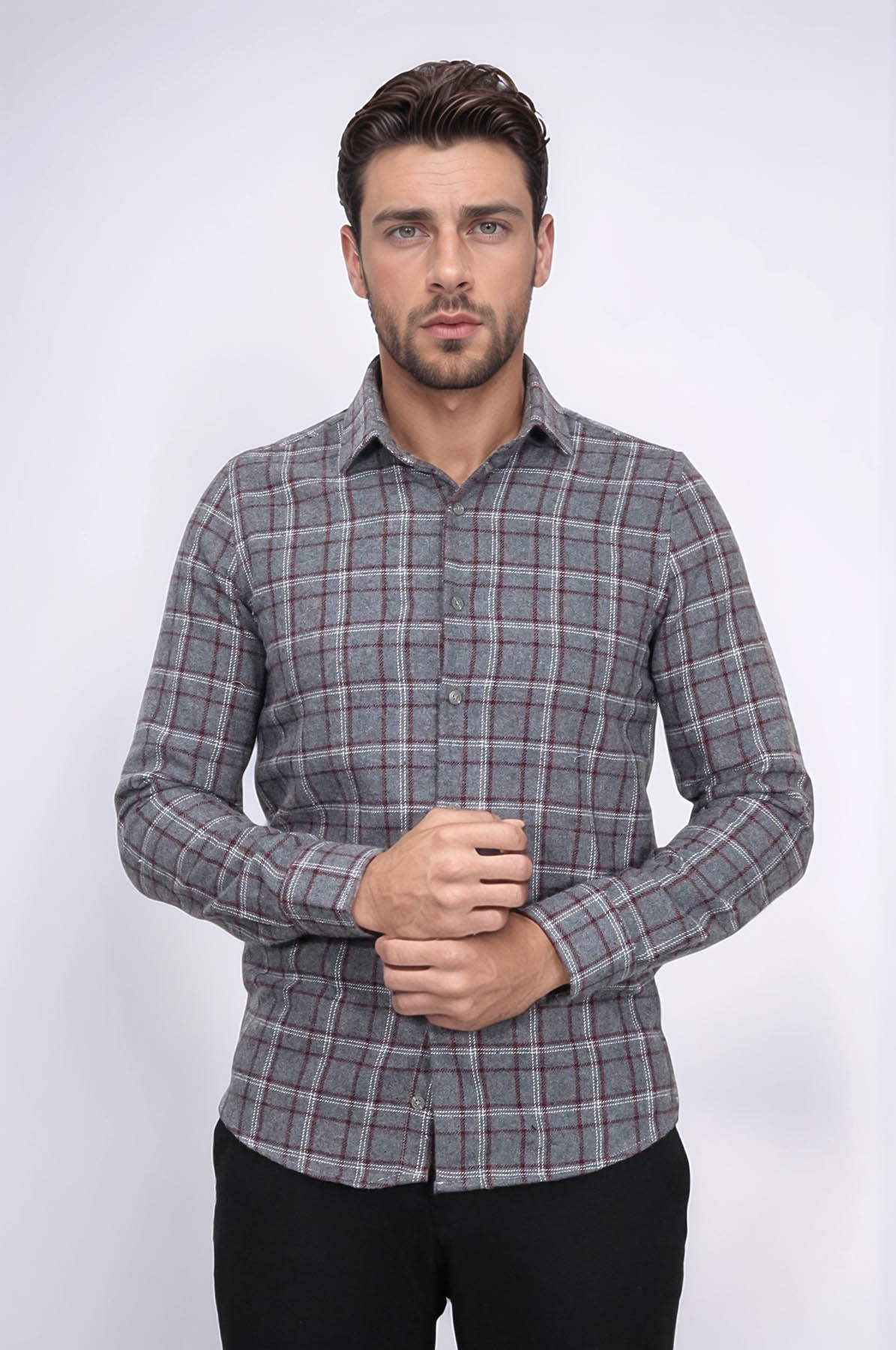 Checked Grey Men Lumberjack Shirt