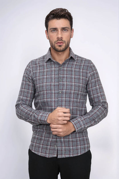 Checked Grey Men Lumberjack Shirt