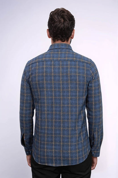 Plaid Navy Blue Men Lumberjack Shirt