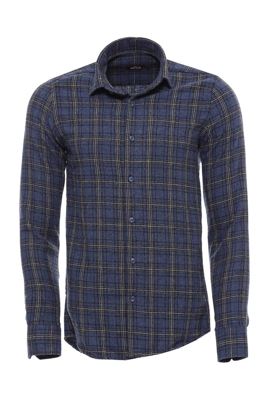 Plaid Navy Blue Men Lumberjack Shirt -