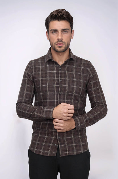 Checked Brown Men Lumberjack Shirt