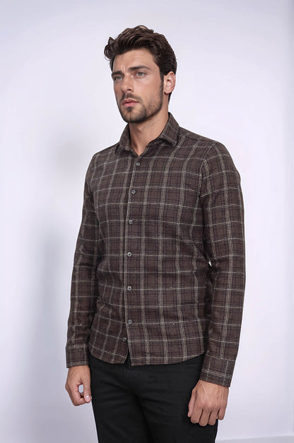 Checked Brown Men Lumberjack Shirt