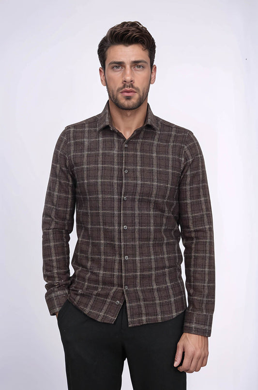 Checked Brown Men Lumberjack Shirt