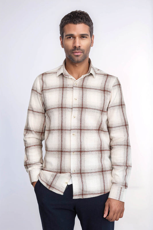 Plaid Light Brown Men Lumberjack Shirt