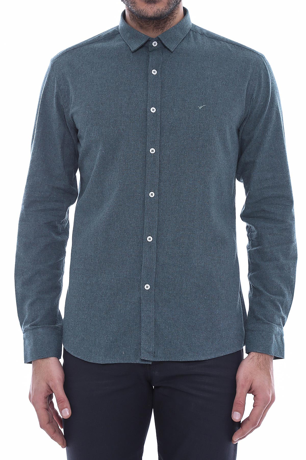 Patterned Wool Green Shirt