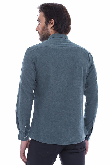 Patterned Wool Green Shirt