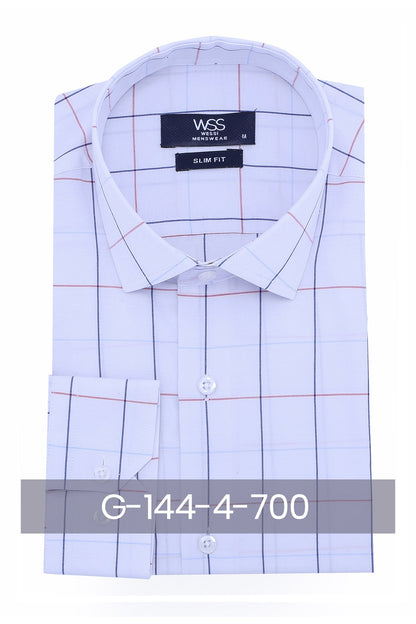 White Slim Fit Plaid Men's Shirt