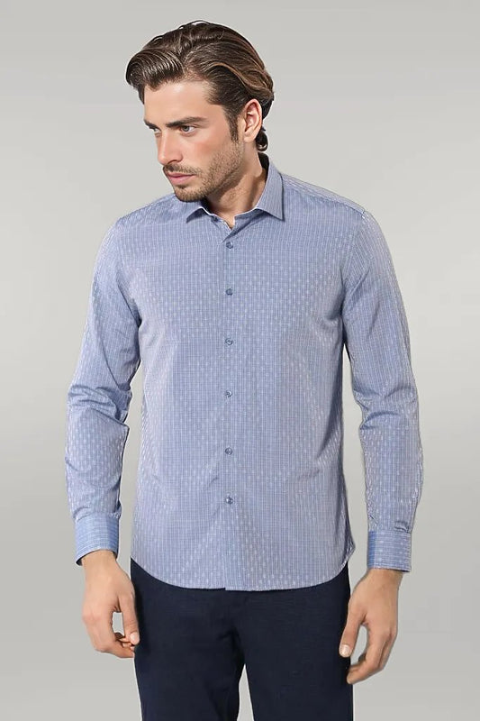 KOALA SYDNEY  Patterned Slim Fit Blue Shirt