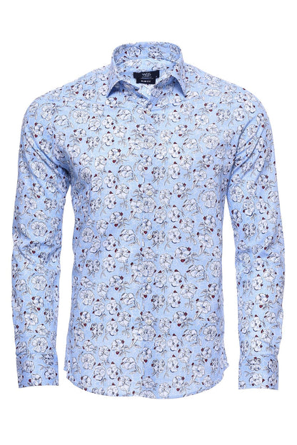 KOALA SYDNEY  Patterned Cotton Light Blue Shirt-Wessi
