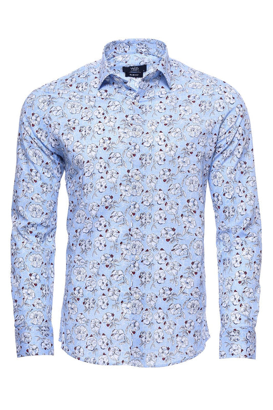 KOALA SYDNEY  Patterned Cotton Light Blue Shirt-Wessi