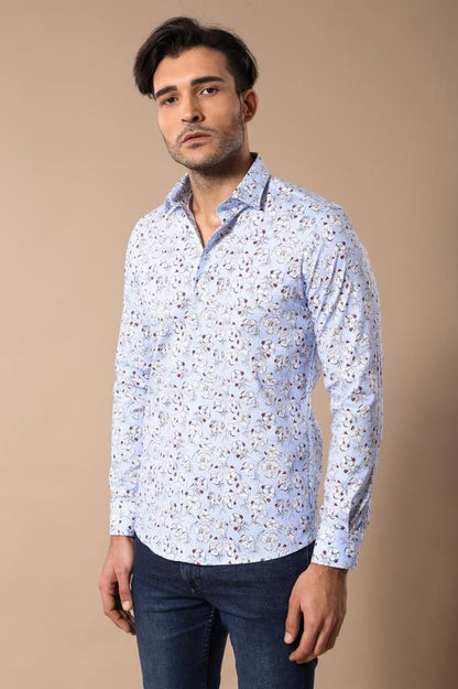 KOALA SYDNEY  Patterned Cotton Light Blue Shirt-Wessi
