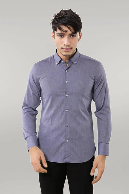 Blue Plain Linen Men's Shirt