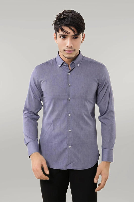 Blue Plain Linen Men's Shirt
