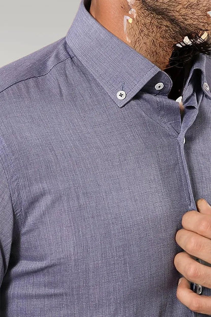 Blue Plain Linen Men's Shirt