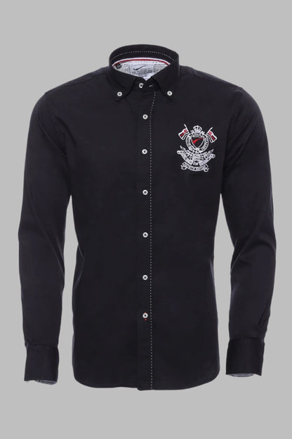Emblemed Long Sleeve Black Shirt